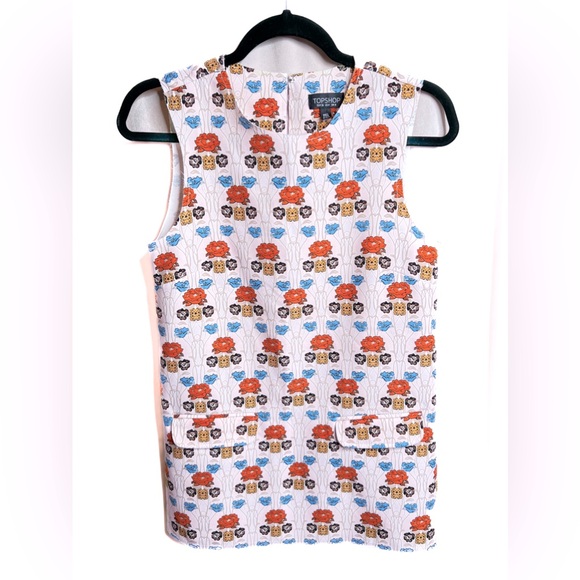 Topshop Retro Style Floral Sleeveless Shift Mini Dress, Size 4 - Picture 1 of 15